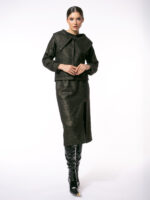 Jachetă Jackey cu Guler Supradimensionat și Peliculă Aurie - imagine 3