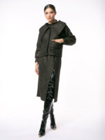 Jachetă Jackey cu Guler Supradimensionat și Peliculă Aurie - imagine 4