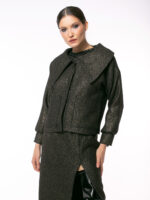 Jachetă Jackey cu Guler Supradimensionat și Peliculă Aurie - imagine 5