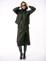 Jachetă Jackey cu Guler Supradimensionat și Peliculă Aurie - imagine 7