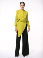 Camasa Acid Lime cu Drapaj si Talie Marcata