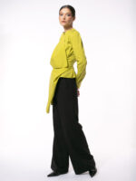 Camasa Acid Lime cu Drapaj si Talie Marcata - imagine 2