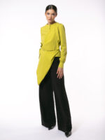 Camasa Acid Lime cu Drapaj si Talie Marcata - imagine 3