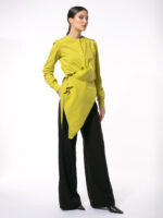 Camasa Acid Lime cu Drapaj si Talie Marcata - imagine 4