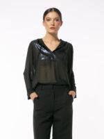 Bluza din voal cu platcă din paiete - imagine 2