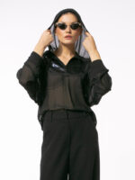 Bluza din voal cu platcă din paiete - imagine 4