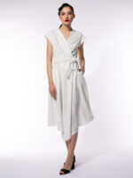 Rochie alba cu dungi fine petrecuta - imagine 2