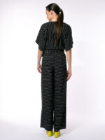 Bluză petrecută din vascoză neagră cu dungi - imagine 5