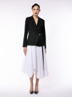 Fustă albă asimetrică cu pliseu