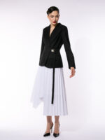 Fustă albă asimetrică cu pliseu - imagine 2