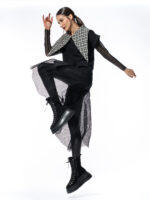 Bluză neagră din bumbac cu guler detașabil Chest