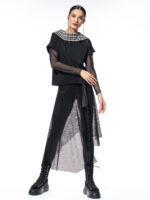 Bluză neagră din bumbac cu guler detașabil Chest - imagine 3