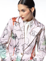 Sacou cu print supradimensionat Memories - imagine 4