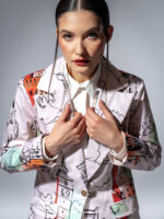 Sacou cu print supradimensionat Memories - imagine 2