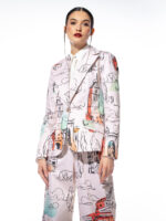 Sacou cu print supradimensionat Memories - imagine 3