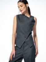 Vestă din lână cu rever asimetric