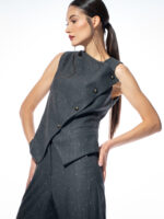 Vestă din lână cu rever asimetric - imagine 3