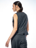 Vestă din lână cu rever asimetric - imagine 4