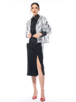 Fustă neagră cu vipușcă inserată - imagine 4