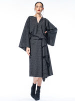 Rochie neagră 0 waste cu dungi gri - imagine 4
