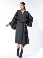Rochie neagră 0 waste cu dungi gri