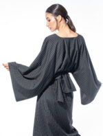 Rochie neagră 0 waste cu dungi gri - imagine 6