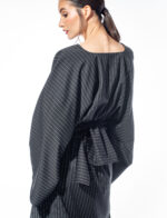 Rochie neagră 0 waste cu dungi gri - imagine 7