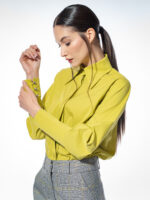 Cămașă cu mâneci geometrice acid lime - imagine 4