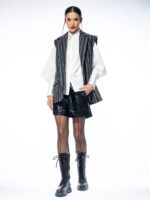 Vestă oversized din denim gri cu dungi