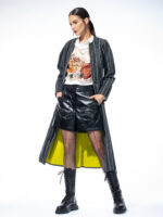 Trench supradimensionat din denim cu fermoar în talie - imagine 2