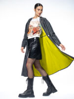 Trench supradimensionat din denim cu fermoar în talie - imagine 3