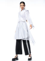 Cămașă kimono din bumbac cu tiv asimetric