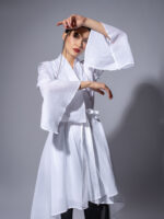 Cămașă kimono din bumbac cu tiv asimetric - imagine 3