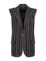 Vestă oversized din denim gri cu dungi - imagine 7