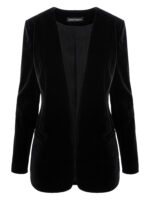 Sacou negru clasic fără rever din catifea