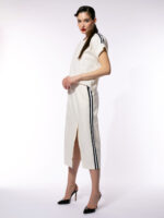 Fustă albă din bumbac cu vipușcă pe lateral - imagine 4