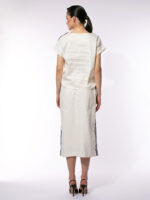 Fustă albă din bumbac cu vipușcă pe lateral - imagine 5