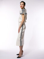 Fustă albă din bumbac cu vipușcă pe lateral - imagine 3