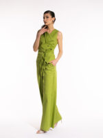 Vestă verde Sage cu guler asimetric - imagine 4