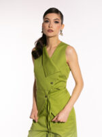 Vestă verde Sage cu guler asimetric - imagine 5
