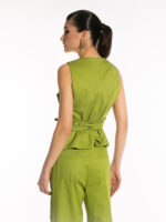 Vestă verde Sage cu guler asimetric - imagine 6