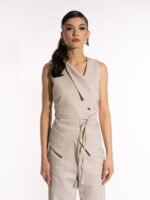 Vestă din stofă bej