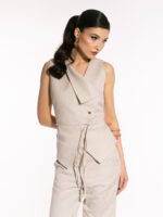 Vestă din stofă bej - imagine 2