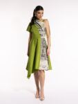 Rochie lime duo din bumbac cu tiv asimetric
