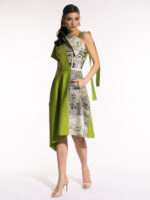 Rochie lime duo din bumbac cu tiv asimetric - imagine 2