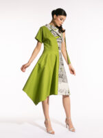 Rochie lime duo din bumbac cu tiv asimetric - imagine 4