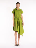 Rochie verde din bumbac cu guler pătrat - imagine 2