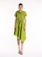 Rochie verde din bumbac cu guler pătrat