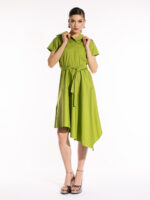 Rochie verde din bumbac cu guler pătrat - imagine 3