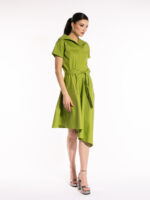 Rochie verde din bumbac cu guler pătrat - imagine 4